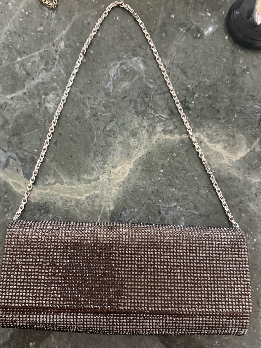 Judith Leiber Brown Crystal Chain Clutch